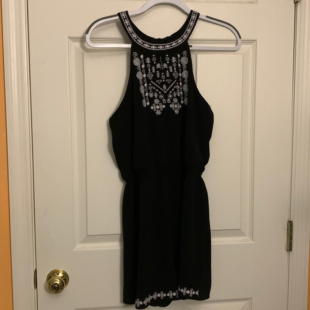 Black Romper with White Lace detail Size Medium